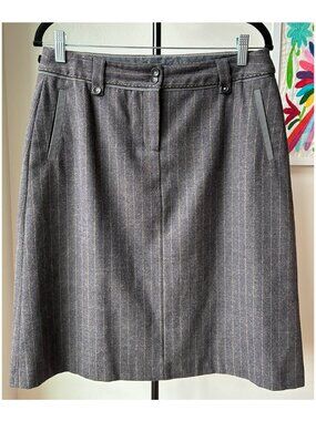 Boden Wool Gray & Tan Pinstripe Skirt - Size 12